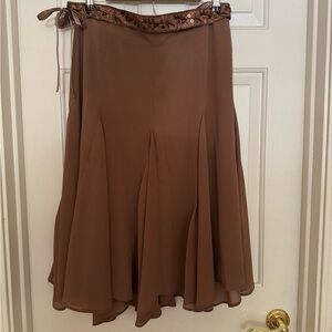 Worthington Tan A-Line Skirt with Decorative Waistband
